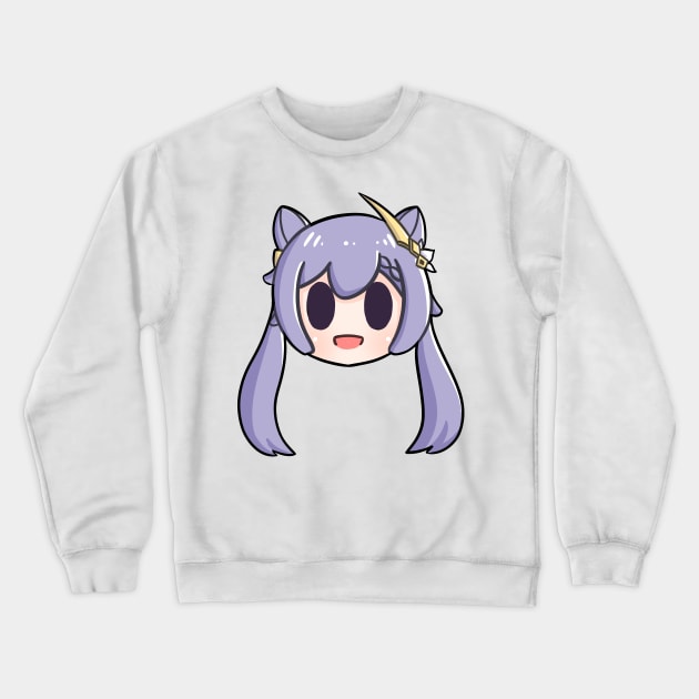 Genshin Impact Keqing chibi head Crewneck Sweatshirt by Oricca